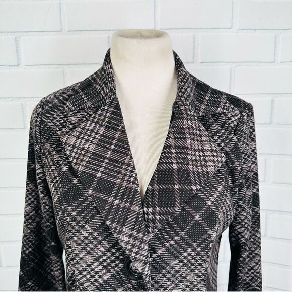 10/$25🦋 Brandon Thomas Black & Gray Plaid Single Breasted Blazer - Size Small - Picture 2 of 10